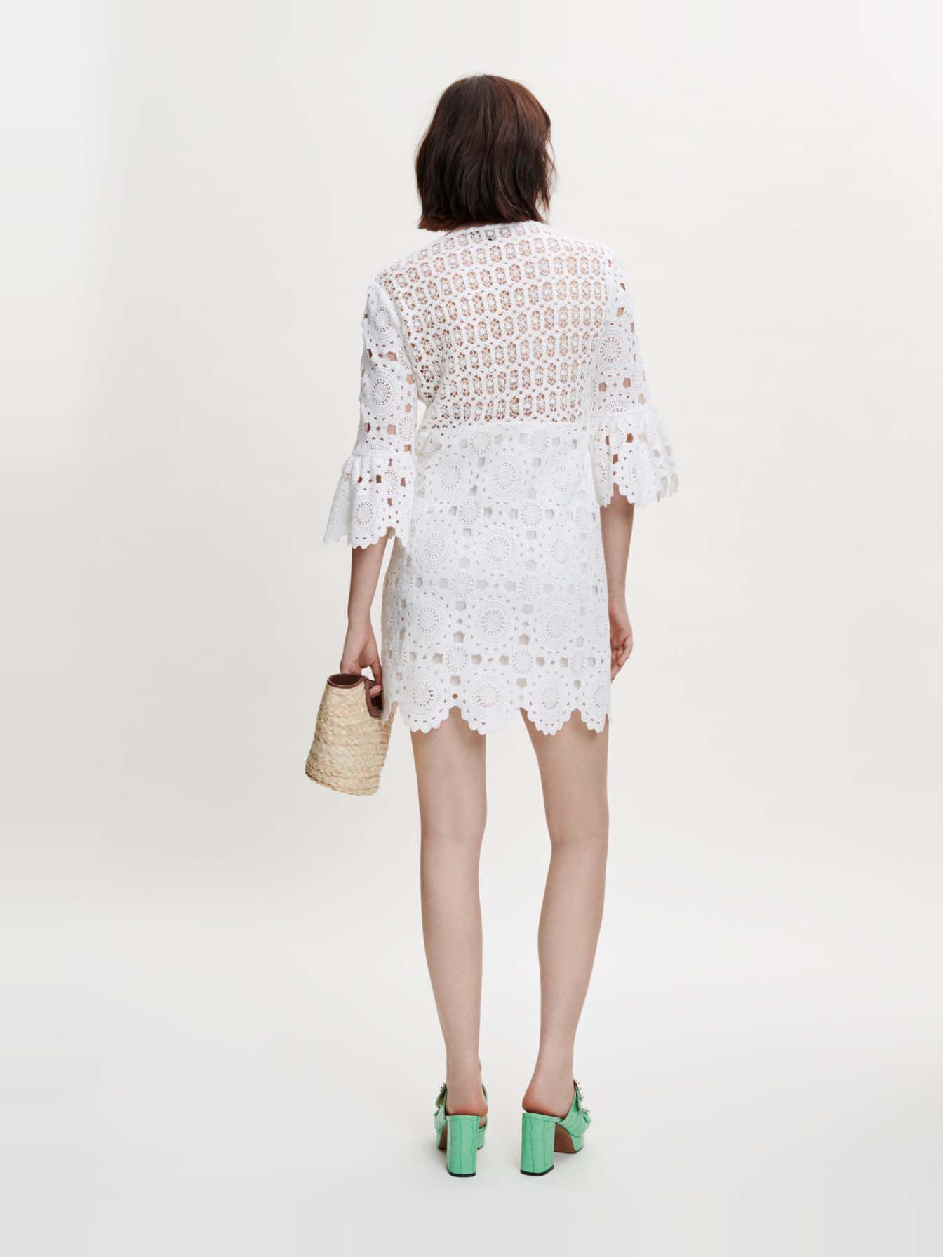 Rochie dreaptă din ghipură - Alb