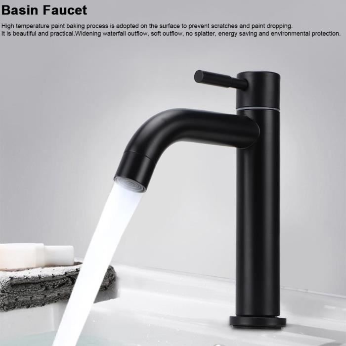 Grifo de baño G1 - Rosca macho de 2 pulgadas, acero inoxidable negro U-DUO