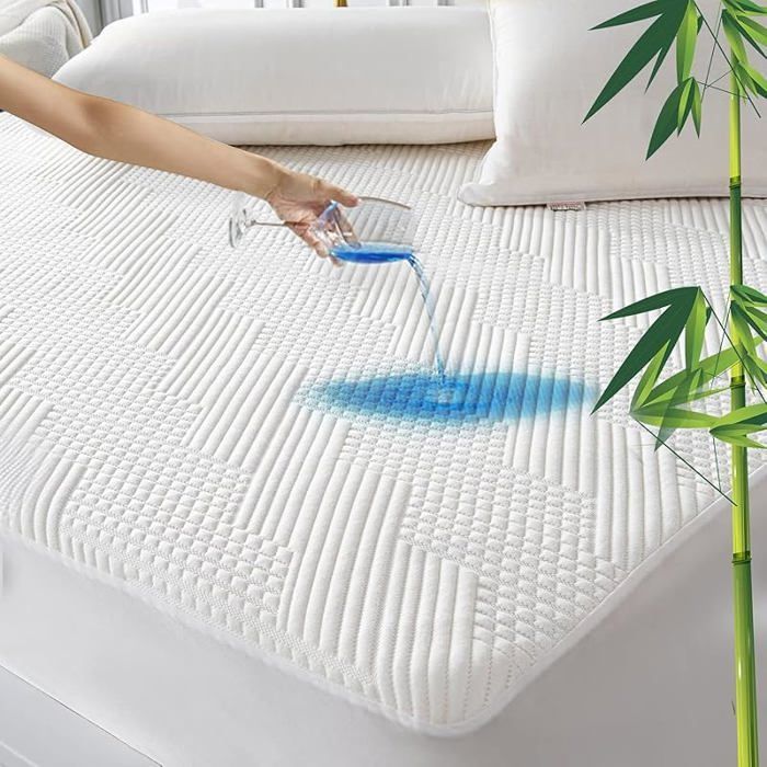 Protge Matelas 150x200 cm Fibre de Bambou, Alse Certifi OekoTEX, Surmatelas Impermable Respirant,Bonnet 150 x 200 x 30 cm