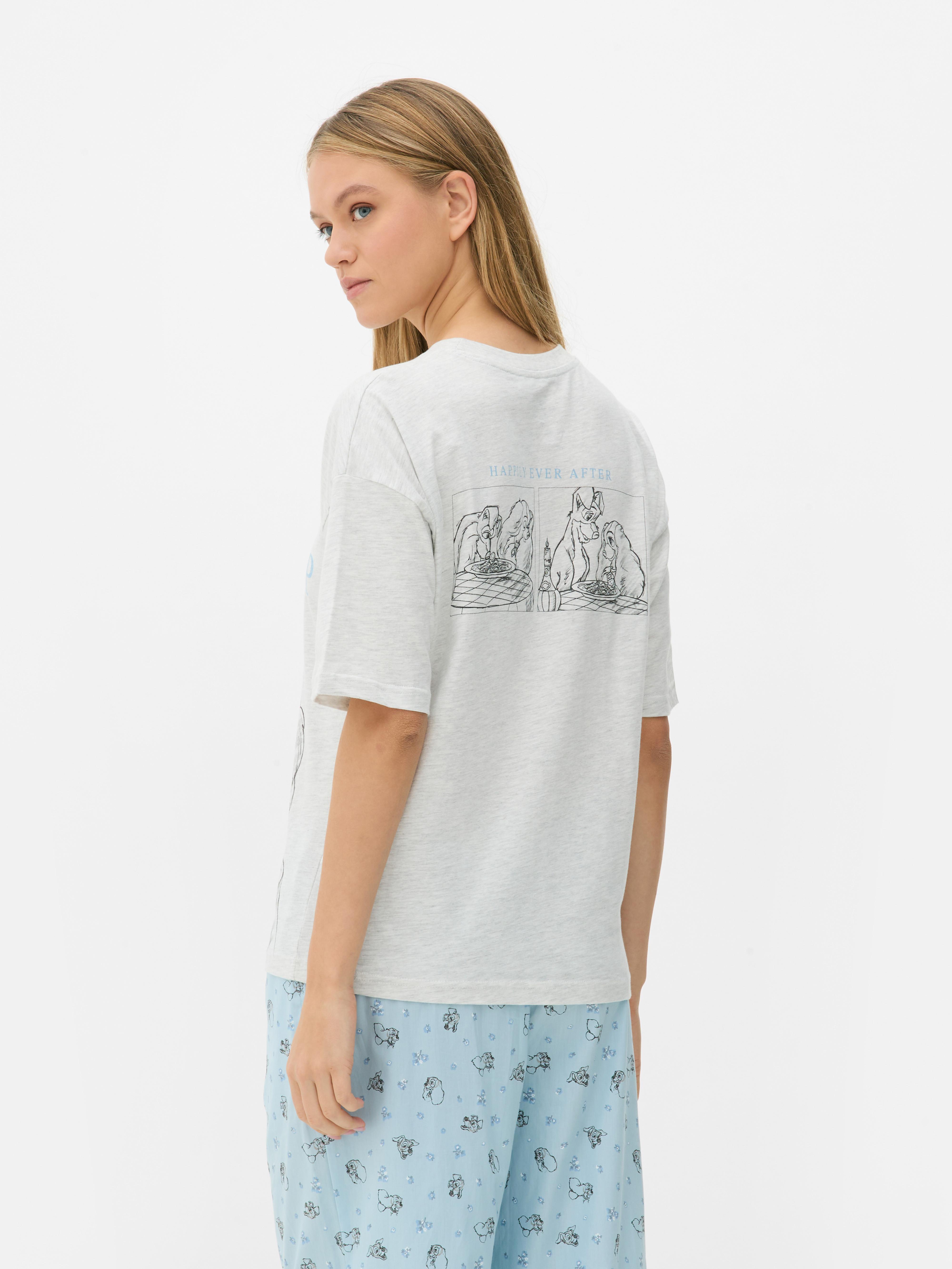 Top de pijama Disney Doamna și Vagabondul Un top de pijama relaxat cu mânecă scurtă din jerseu și imprimeu Disney