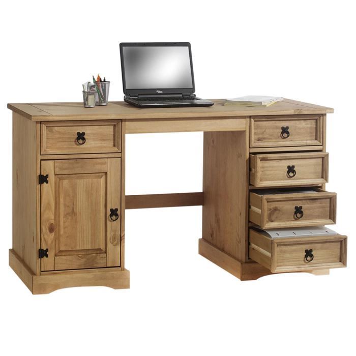 TEQUILA Mexican-style multi-storage desk in solid pine with a waxed finish