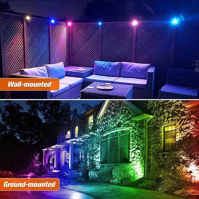 ROSNEK Illuminazione da esterno Faro a LED RGB da 6W impermeabile con telecomando per decorazioni natalizie