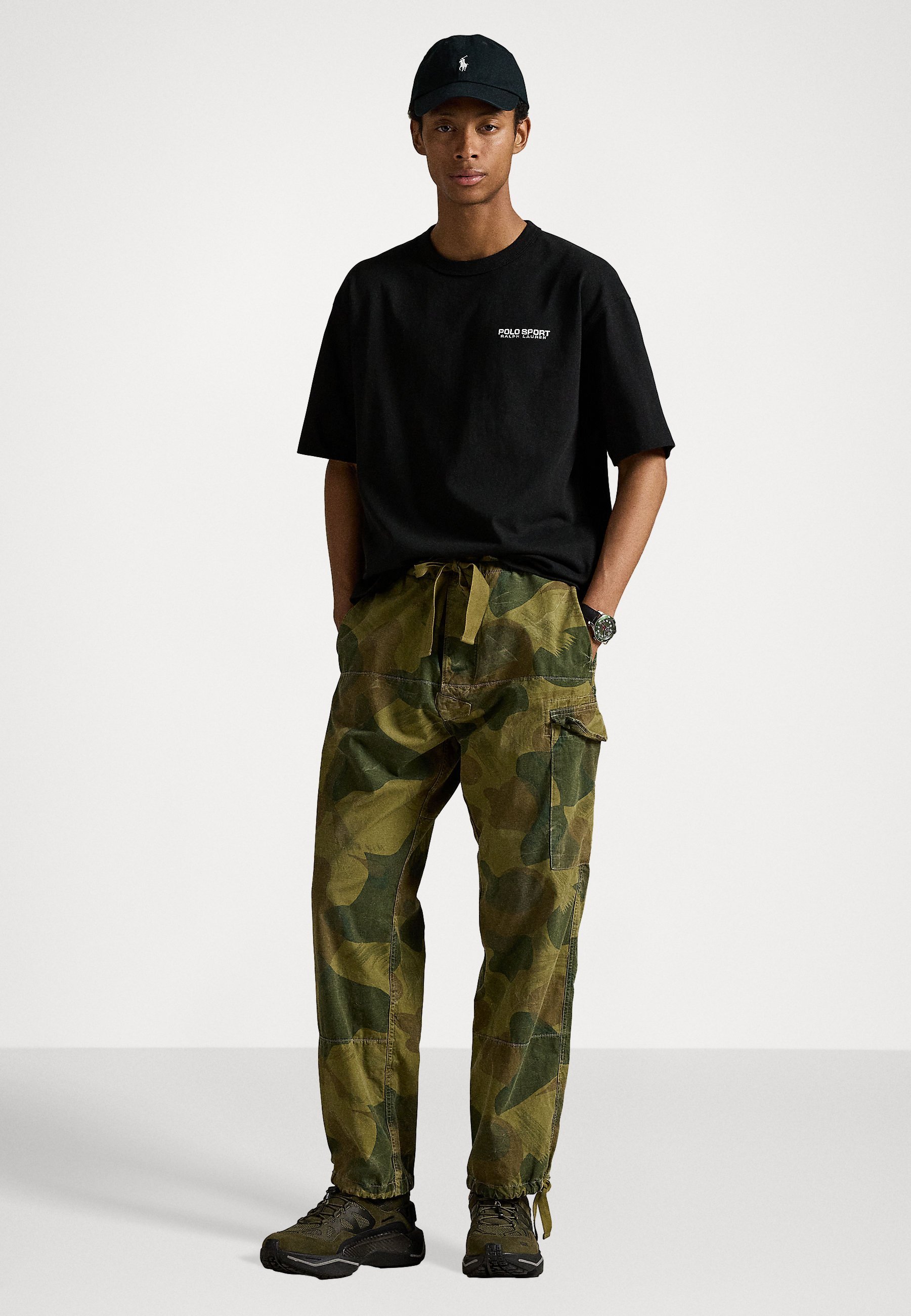 Polo Ralph Lauren RELAXED FIT POLO SPORT JERSEY T-SHIRT - T-shirt met print - zwart/wit
