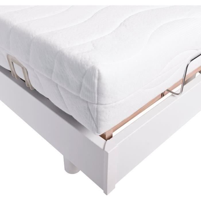 Conjunto de relajación: colchón + base de cama eléctrica 140x190 - Espuma - Firme - TALCA Hecho en Francia