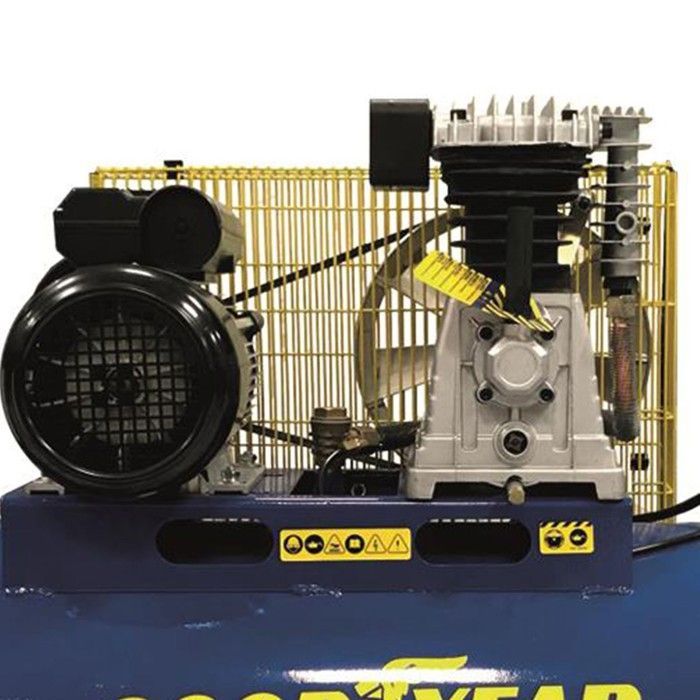 Compresor de aire Goodyear de 100 L con transmisión por correa - 3 HP - 2250 W - 10 bar - Caudal de 350 L/min