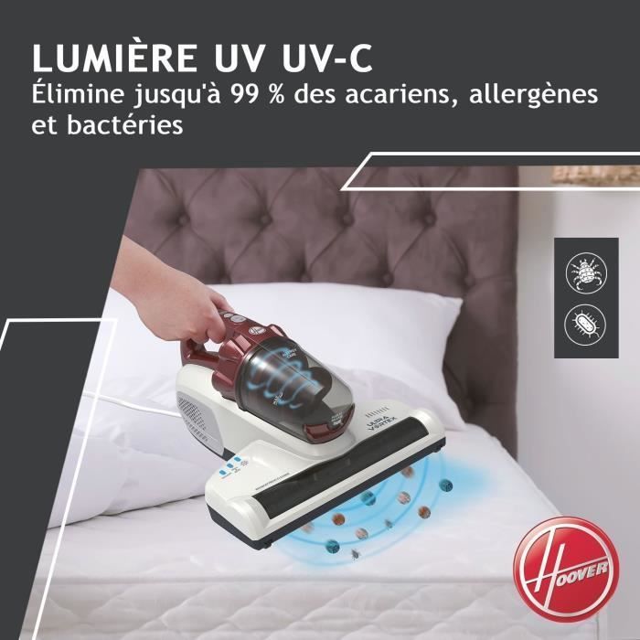 Aspirapolvere Ultra Vortex per materassi e tessuti - HOOVER MBC500UV - 500 W - 0,3 L - Sicuro per animali domestici e persone allergiche - Lampada UV-C antibatterica
