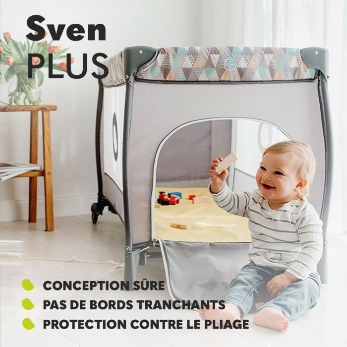 3-i-1 rejseseng - LIONELO Sven Plus - Kravlegård - Puslebord - Myggenet - Madras - 0-36 måneder - Grå