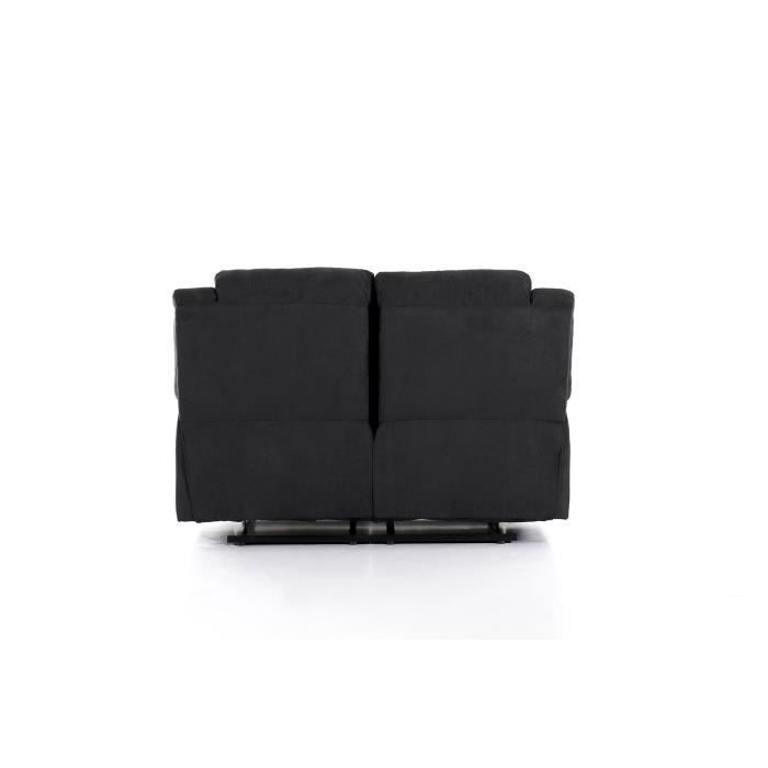 Sofá reclinável LEO de 2 lugares em microfibra - Preto - L143 x P93 x A96cm - LOUNGITUDE