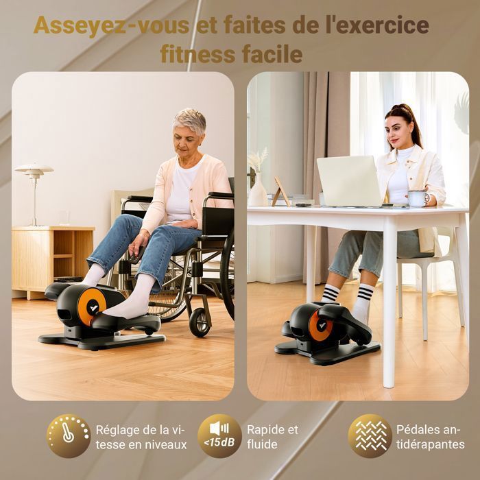 MERACH Ellittica compatta, silenziosa, reversibile avanti/indietro, schermo LCD, riabilitazione e fitness per anziani, regolazione della velocità