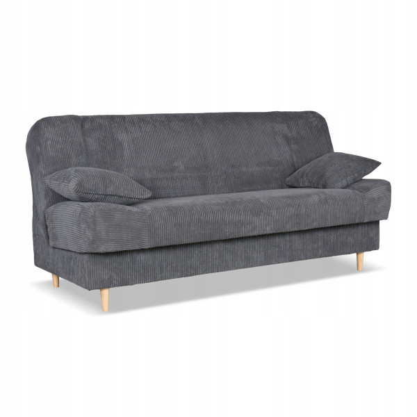Kanapa sofa Belito rozkładana pojemnik f spania bonell ciemno szara sztruks