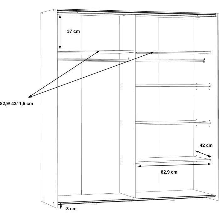 2-türiger Schiebetürenschrank mit Spiegel – Sonoma-Eiche – B 170,3 x T 61,2 x H 190,5 cm – ULOS