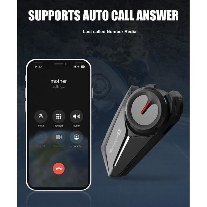 Walkie-talkie Bluetooth per moto, interfono per moto a 6 persone, auricolare Bluetooth da casco - portata dell'interfono 9600 metri