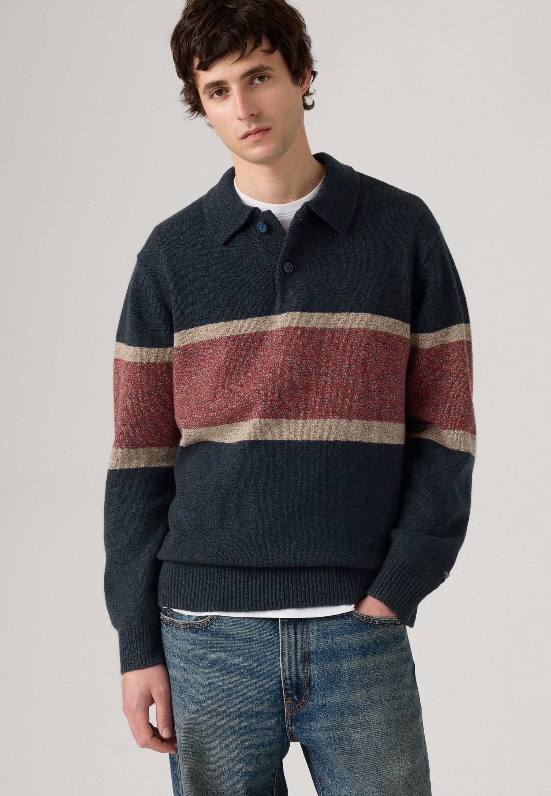Levi's® RUGBY - Trui - Orson Stripe Navy Blazer Heather