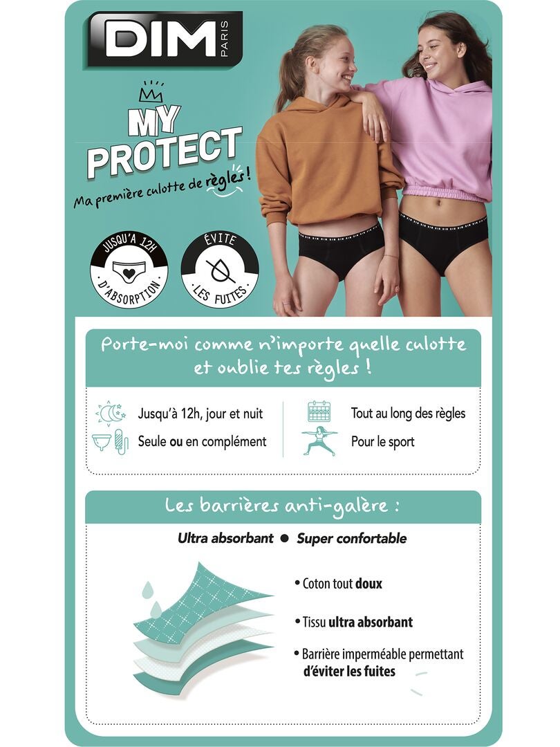 Calcinhas absorventes 'DIM' - fluxo médio - pretas