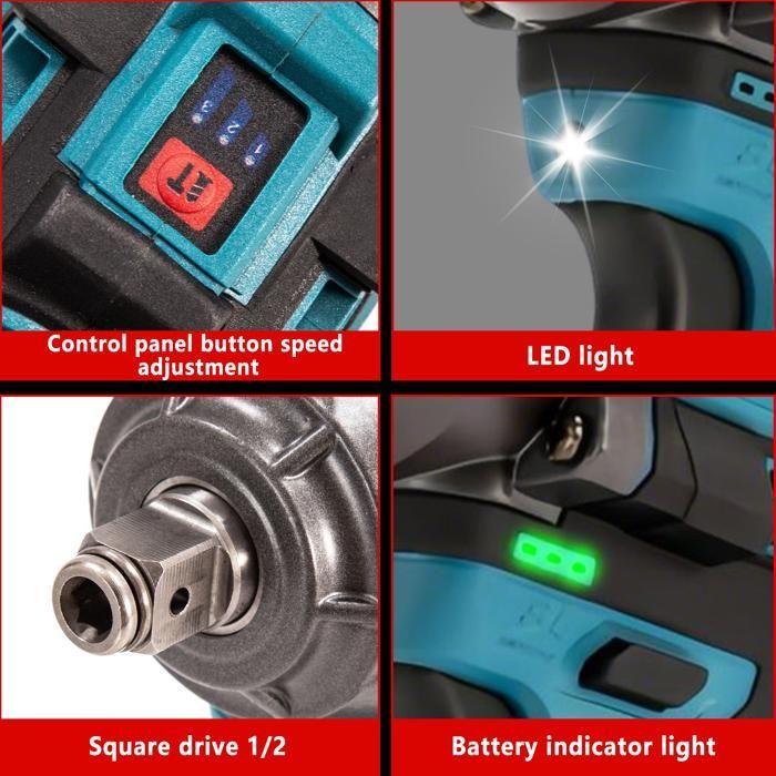 Avvitatore a impulsi senza fili da 500 Nm - Dotato di 2 batterie e caricabatterie rapido - 4200 giri/min/3800 ipm - 5 impostazioni di velocità - Avvitatore a impulsi