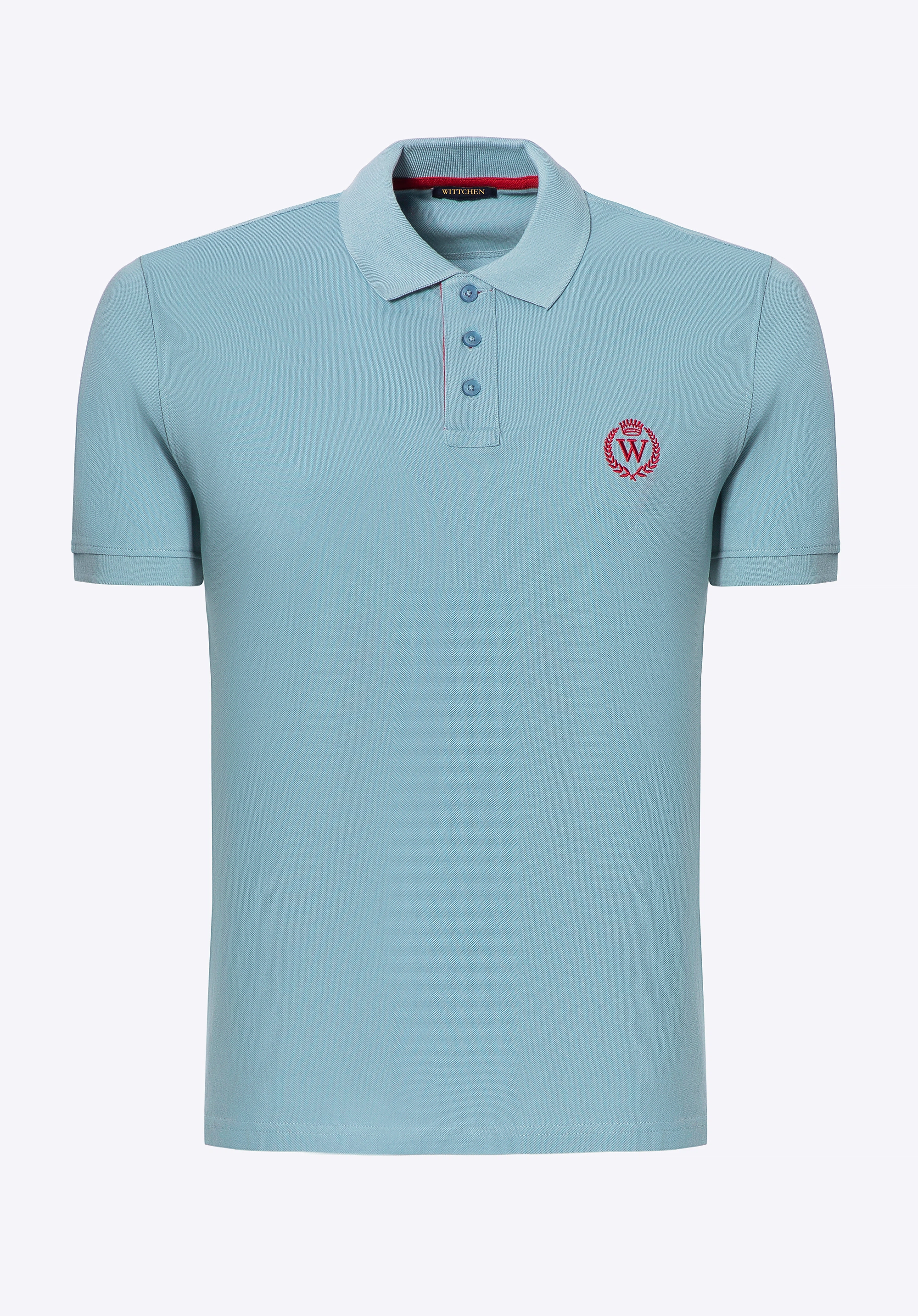 Koszulka polo męska bawełniana z kolorowym logo niebieska
