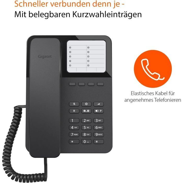 Téléphone filaire de bureau - FEBEST - Desk 400 - 10 numérotations abrégées - Rappel - Compatible appareils auditifs