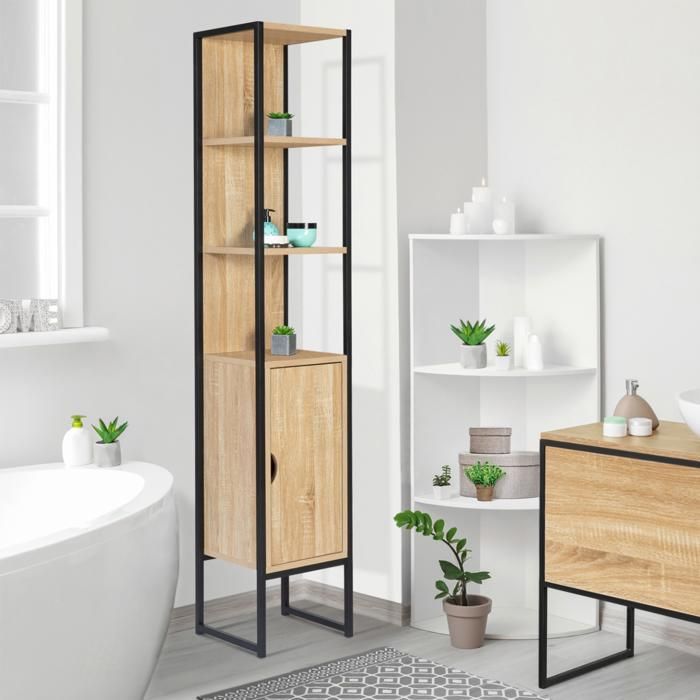 IDMARKET DETROIT Badkamerkast met 1 deur in industrieel design