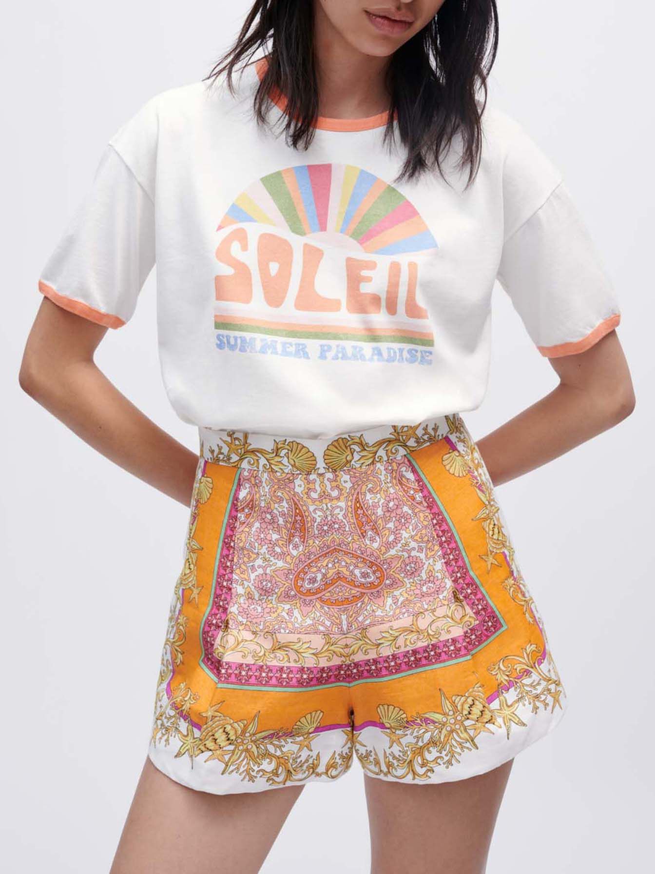 Tricou supradimensionat serigrafiat VARĂ-Ecru