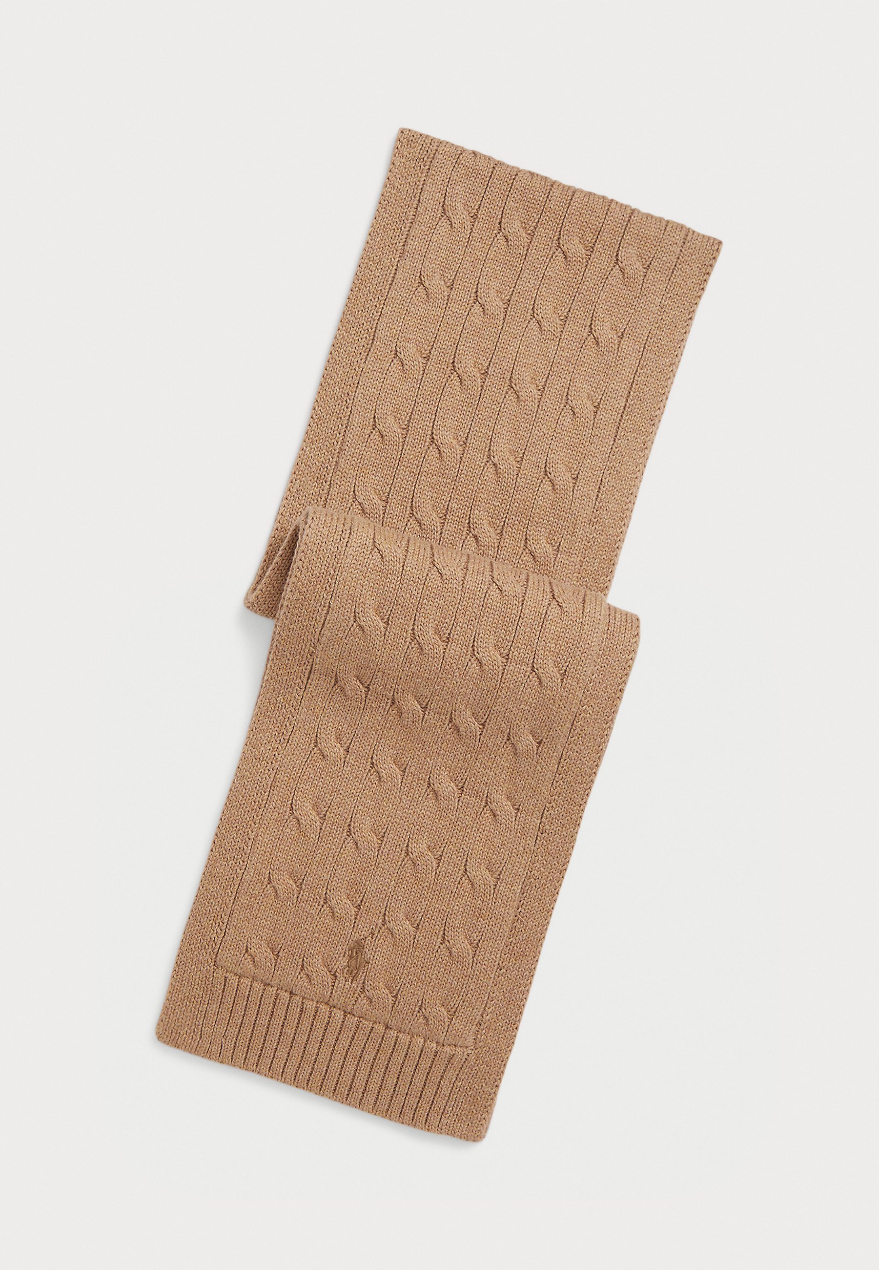 Polo Ralph Lauren kabelgebreide katoenen sjaal, unisex - Sjaal - camel gemêleerd