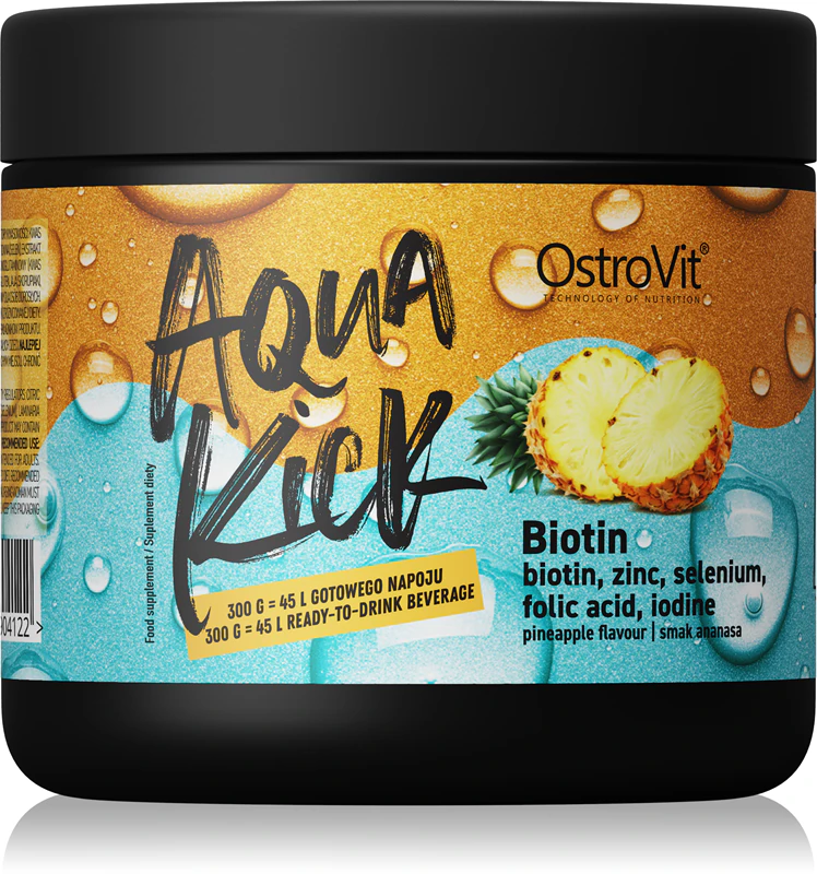 OstroVit Aqua Kick Біотин, дієтична добавка швидкого приготування, напій для красивого волосся та шкіри