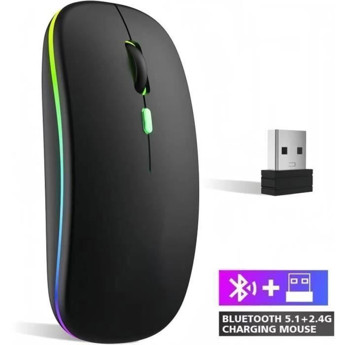 Mouse sem fio Bluetooth recarregável e silencioso - Compatível com PCs, tablets e celulares | Mouse sem fio USB
