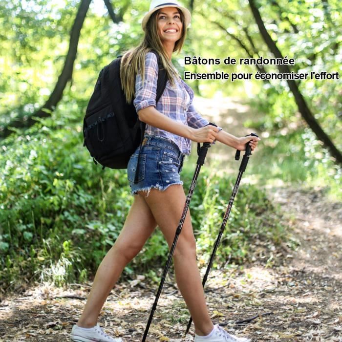 GYMAX Set of 2 Hiking Poles, Aluminum Walking Sticks, Adjustable Lengths 65-135CM, for Travel, Hiking, Camping