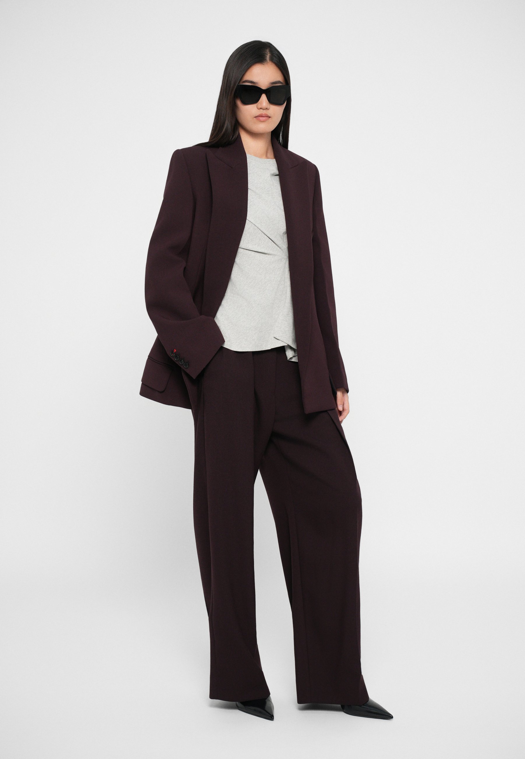 Victoria Beckham broek met wijde pijpen - Broek - diep mahonie