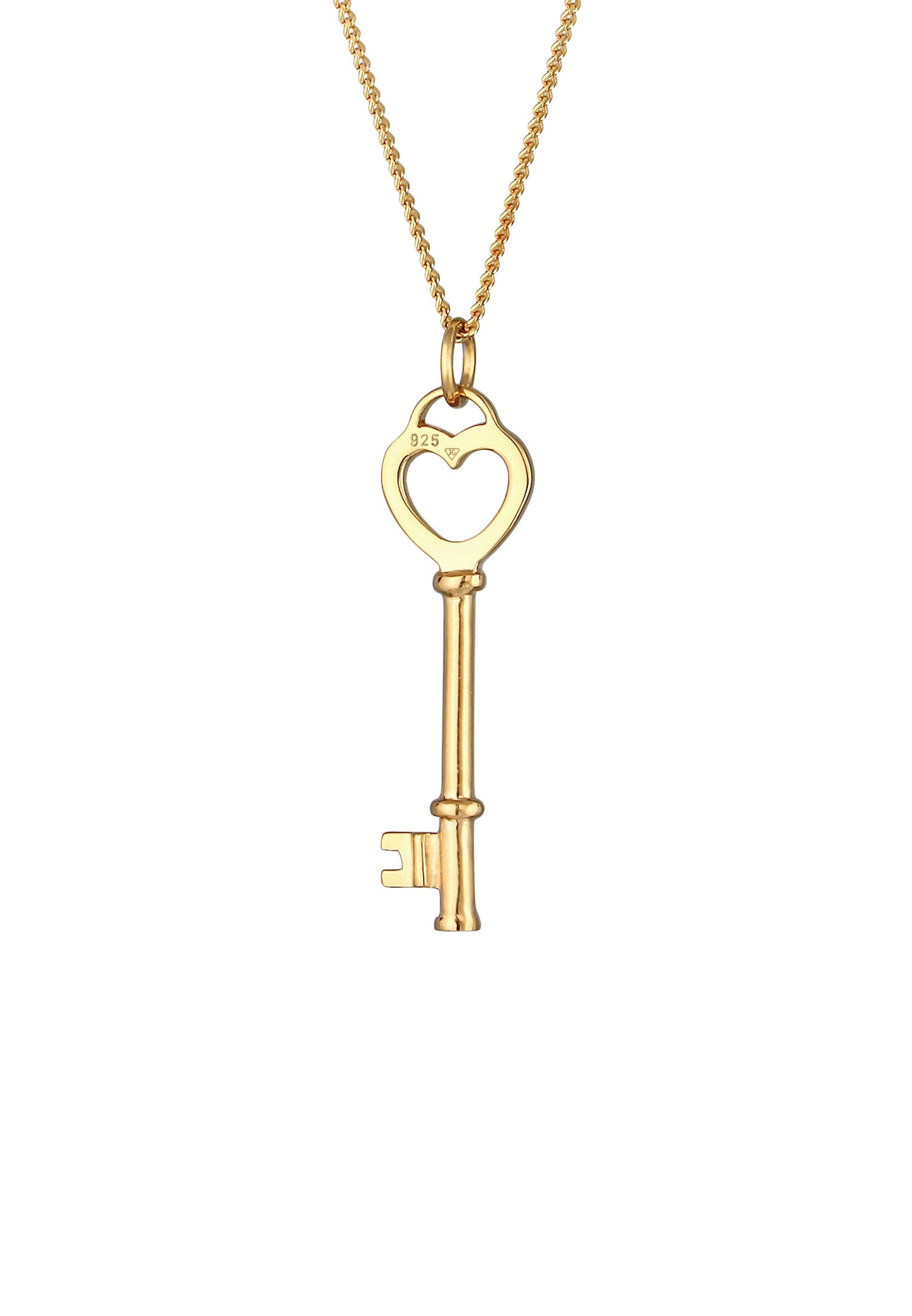 Elli Pendentif de clé pour femme - Symbole d'amour du cœur en argent sterling 925 plaqué or