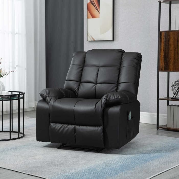 HOMCOM - Sillón reclinable de masaje - Piel sintética - 94x99x99cm - Negro