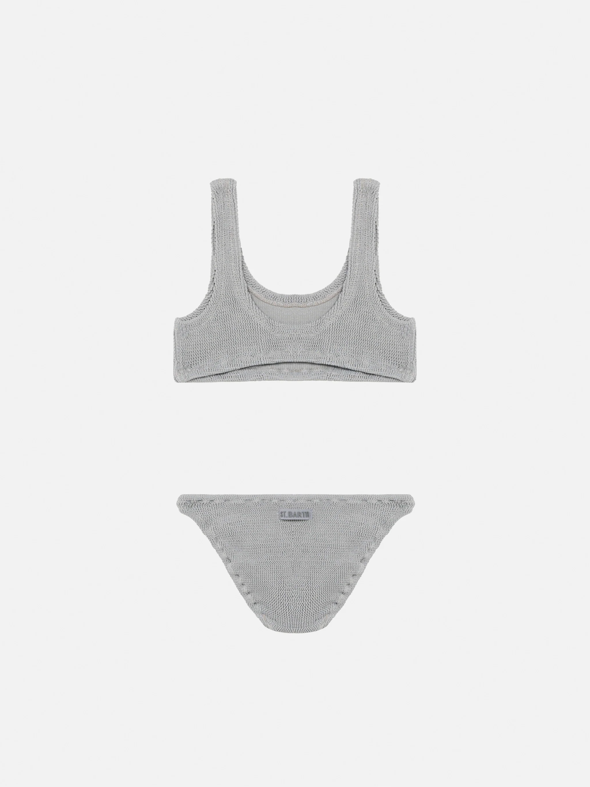 Bikini a triangolo Baker in crinkle lurex argento