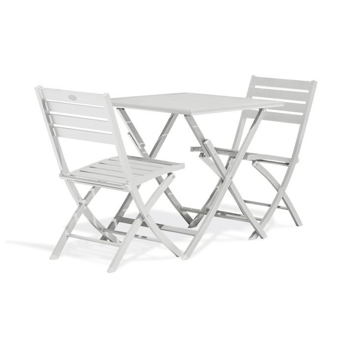 Conjunto de comedor de jardín de aluminio para 2 personas - Gris claro