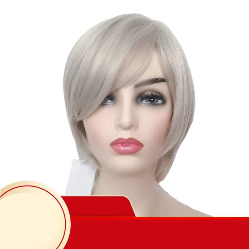 Peluca sintética rubia con flequillo, corte bob corto y liso, pelucas de reemplazo capilar, disfraz de carnaval para mujer, Halloween