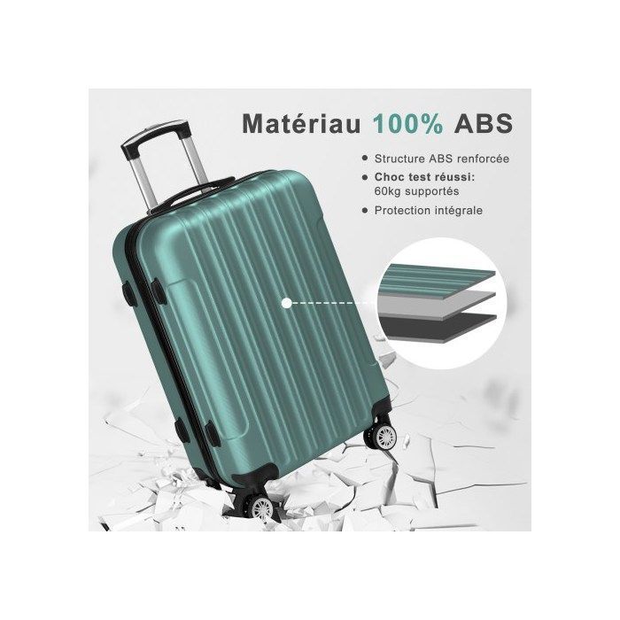 ALIGHTUP - Juego de 4 maletas portátiles 4 en 1 de ABS con ruedas - 44 cm/55 cm/64 cm/75 cm - Verde