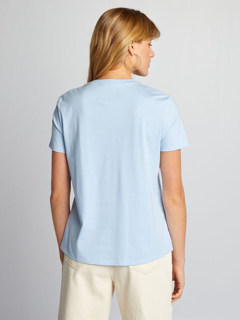 Effen jersey T-shirt - BLAUW