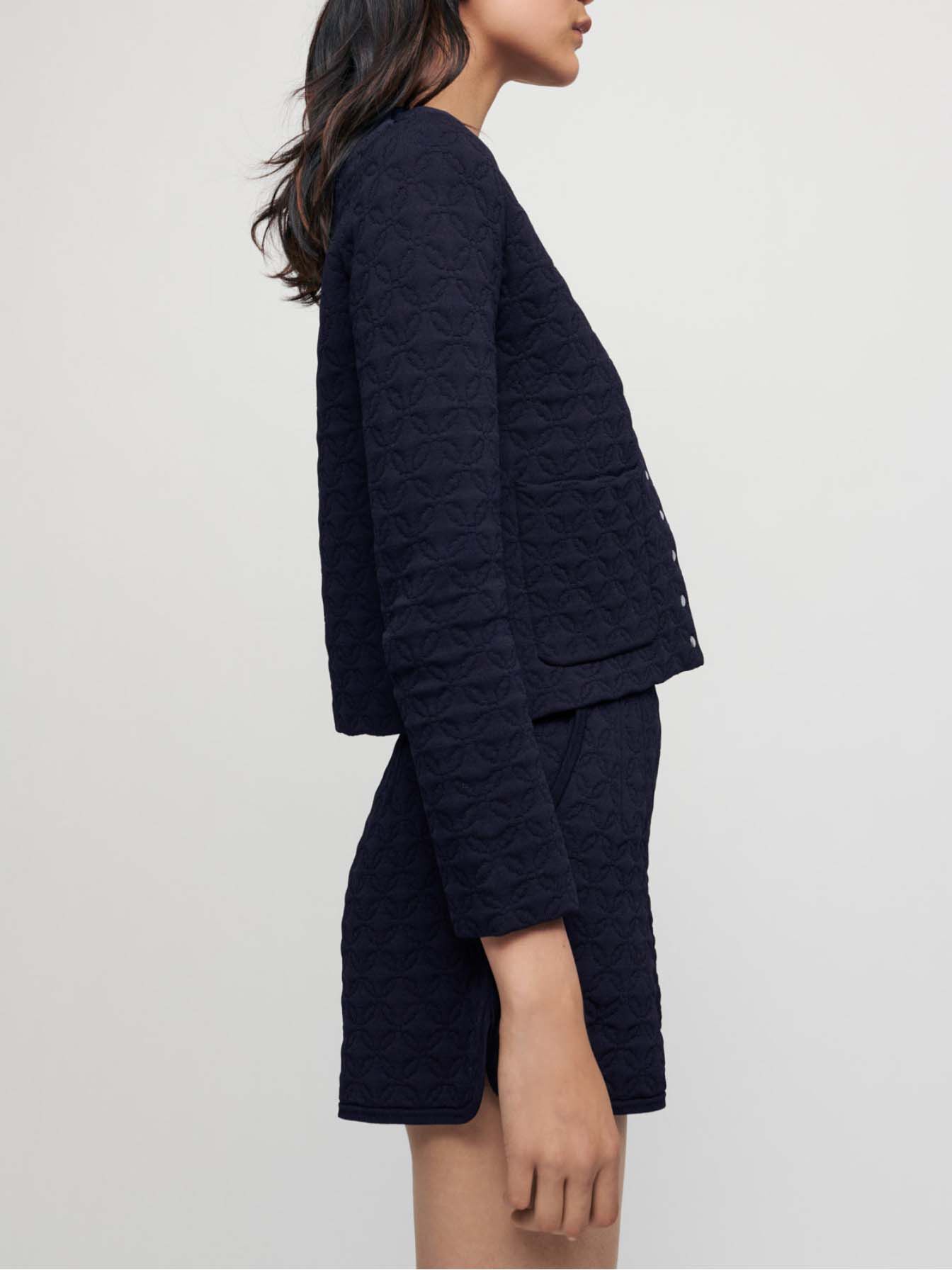 Gewatteerd vest met kleine knoopjes - Marineblauw