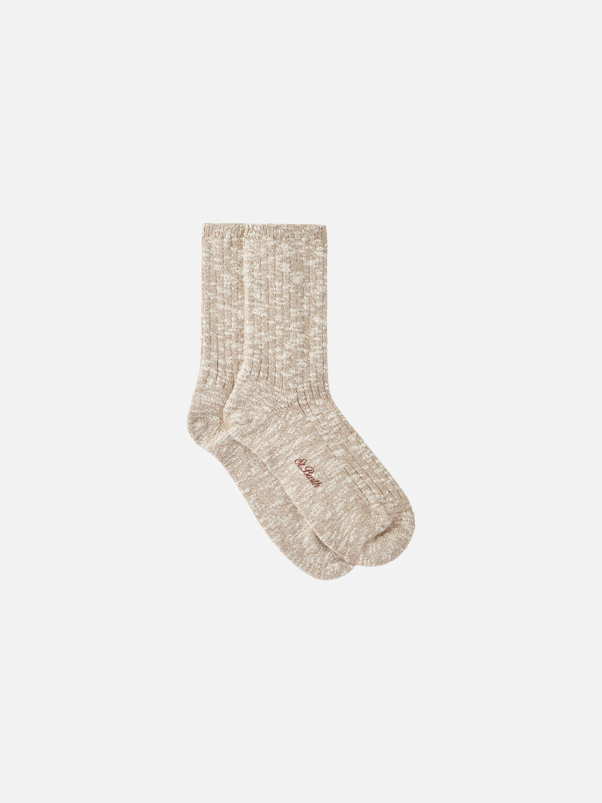 Beige gemêleerde damessokken