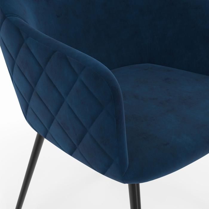IDMARKET Lot de 2 chaises de salle à manger MOLY en velours bleu