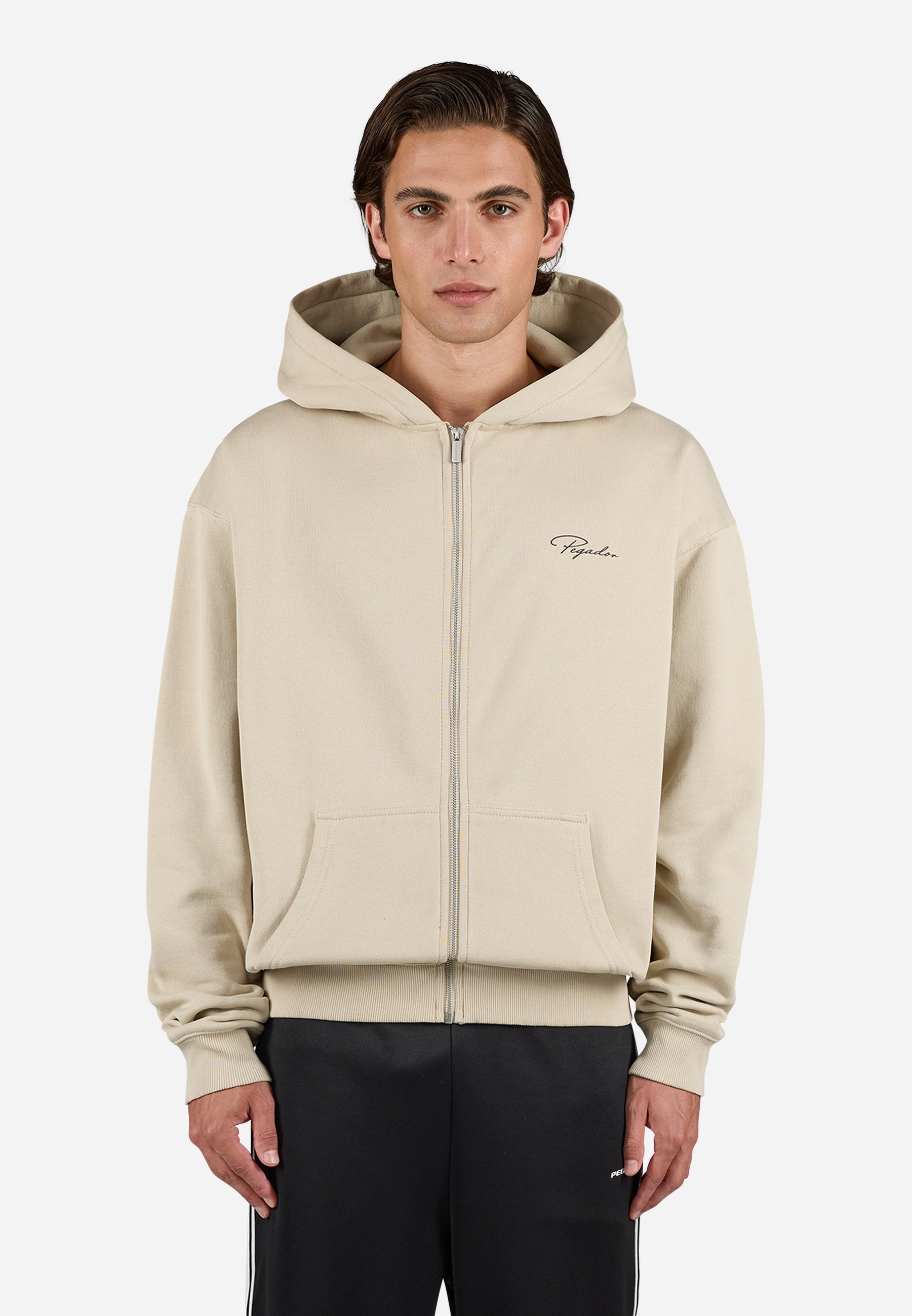 Pegador PIKE JACKET - Sweatshirt met rits - gewassen steen/zwart