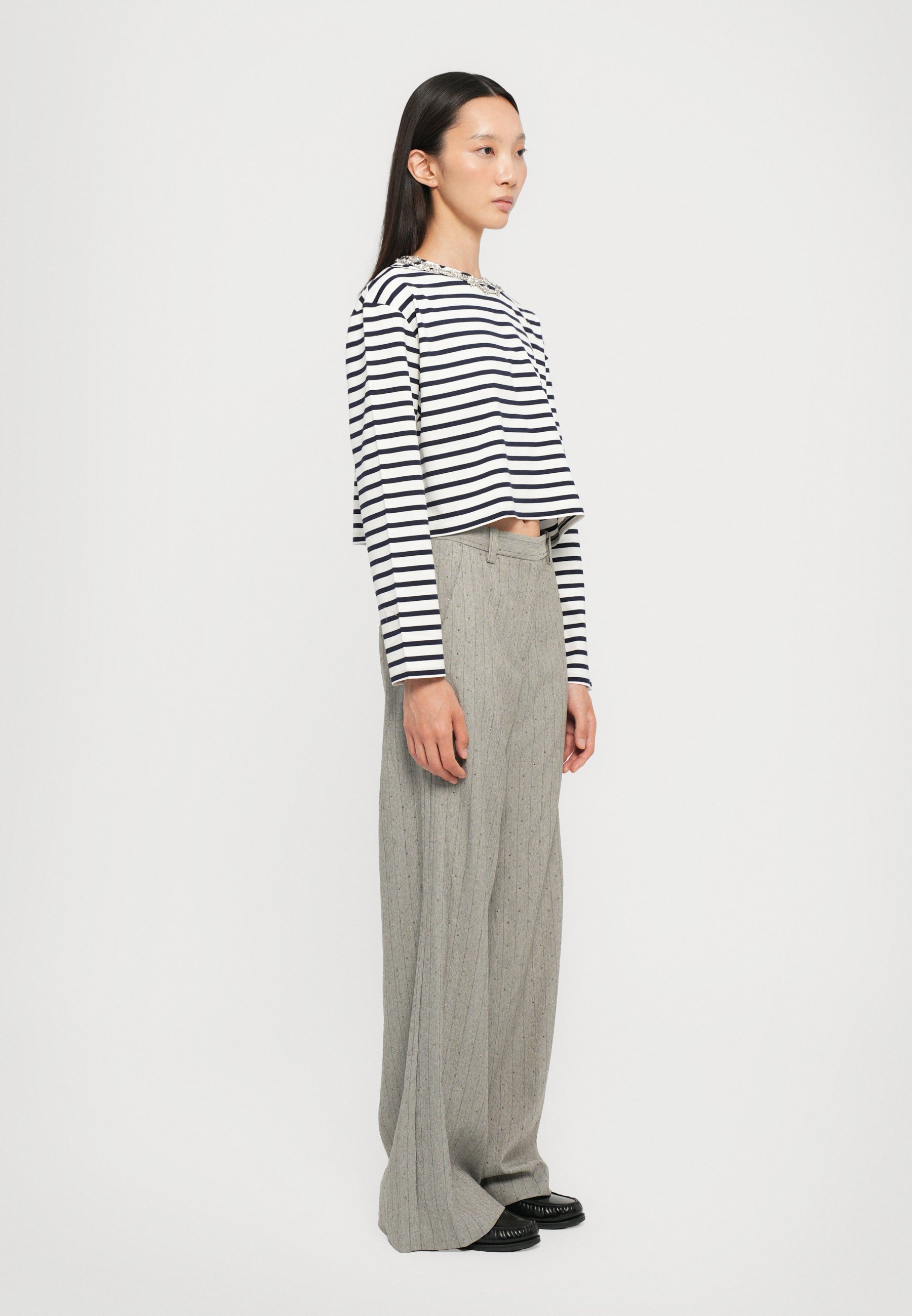 Maje TIGRY - Blusa de manga comprida - branco/marinho