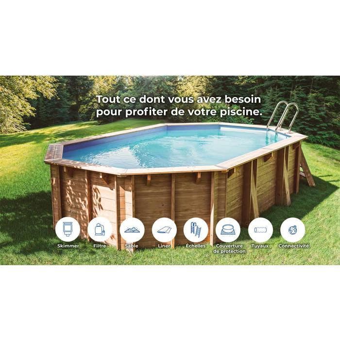 Piscina de madera Vermela 6,72 x 4,72 x 1,46 m - Gris