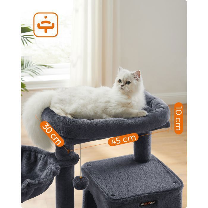 FEANDREA Arbre à Chat, Tour de Jeux, avec Plate-Forme, Gris Foncé