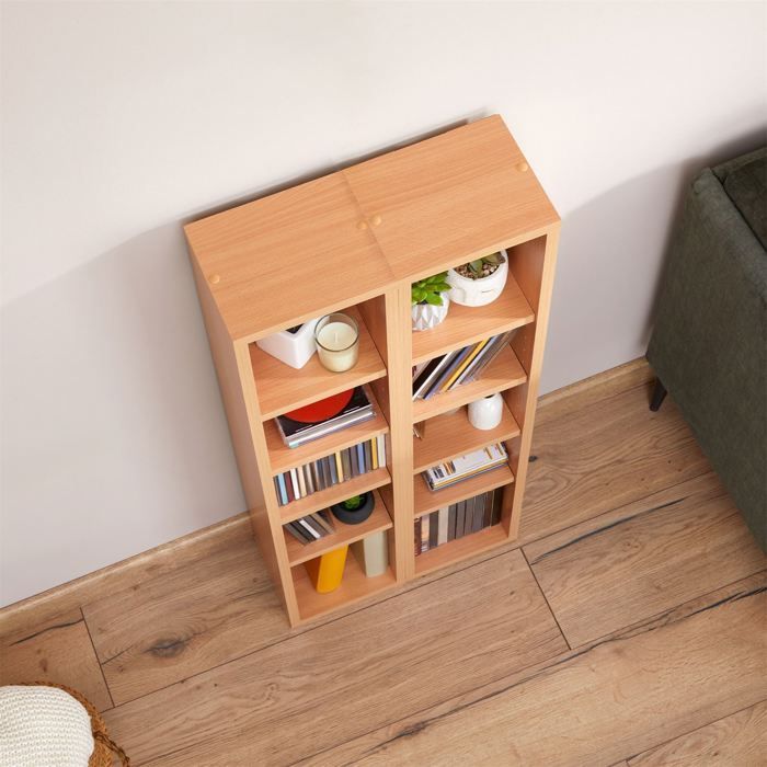 Estantería modular MUSIC para CDs y DVDs, conjunto de 2 unidades de almacenamiento en columna con 10 compartimentos en melamina de color.