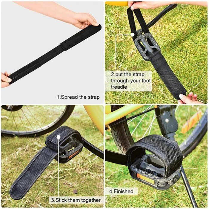 Bicycle Crank Straps, 1 Pair, Black, Adjustable and Non-Slip, Universal for Home Trainers