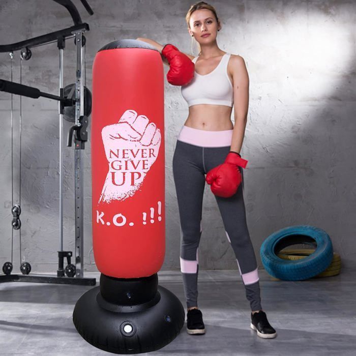 160cm Inflatable Boxing Bag on Stand - Freestanding Punching Ball for Fitness and Training - For Children and Adults [A4]