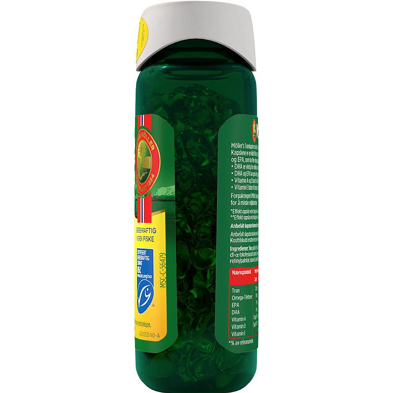 Capsules d'huile de foie de morue Möller's Omega-3 160 pièces.