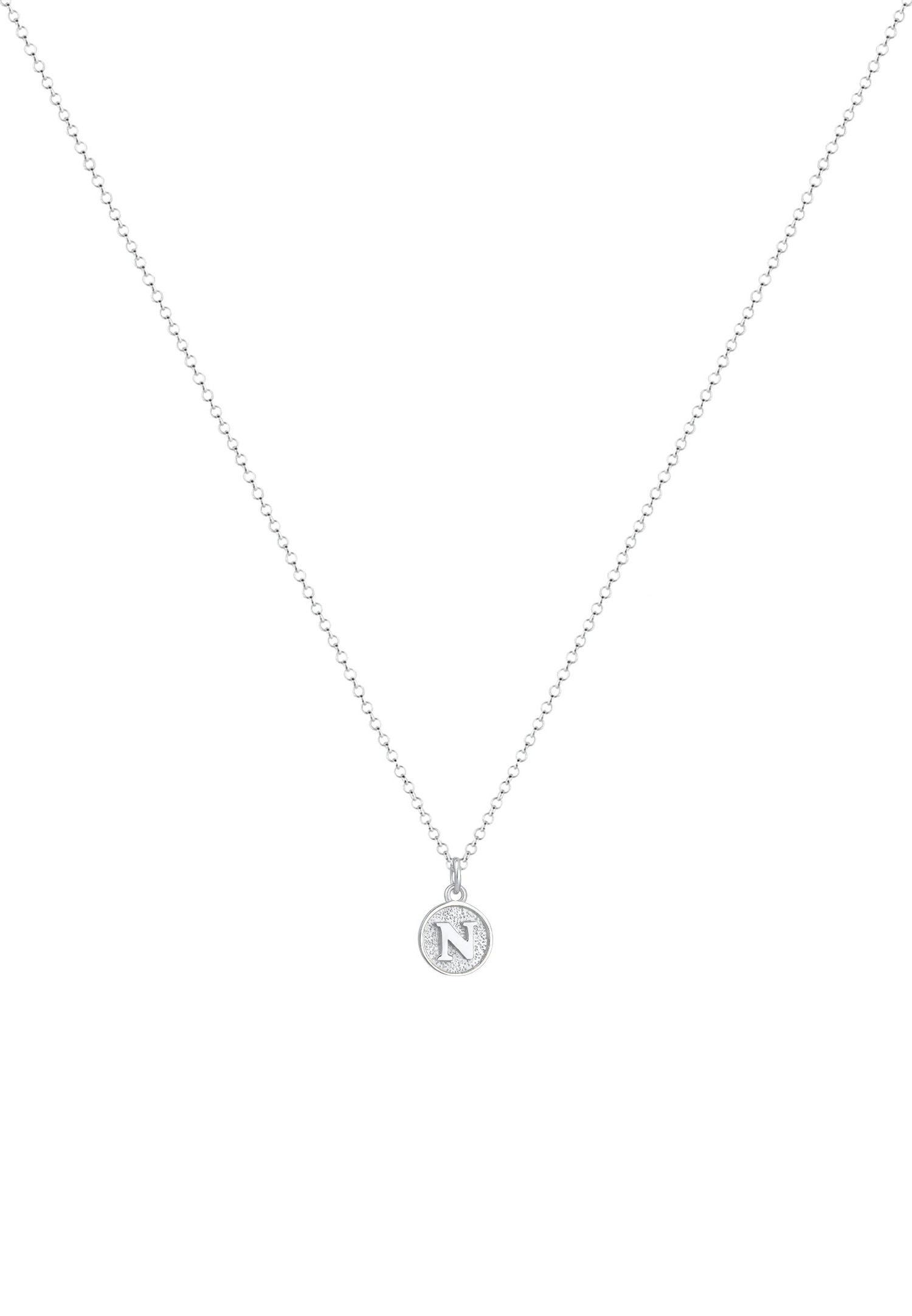 Elli Lettre N Pendentif Basic Collier Femme - (925/1000) Argent
