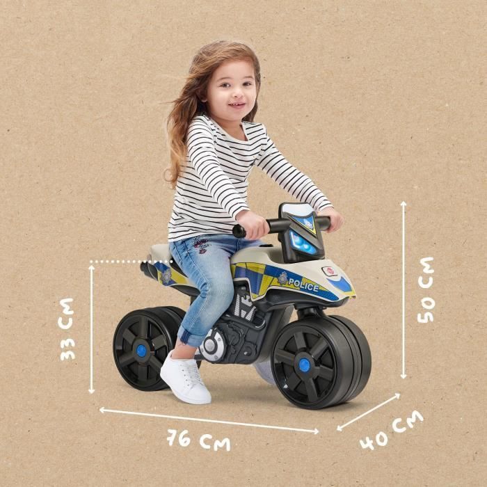 Draisienne Moto Police - FALK - Larges roues et Guidon directionnel - Fabriqué en France - 40% de plastique recyclé - Dès 2 ans