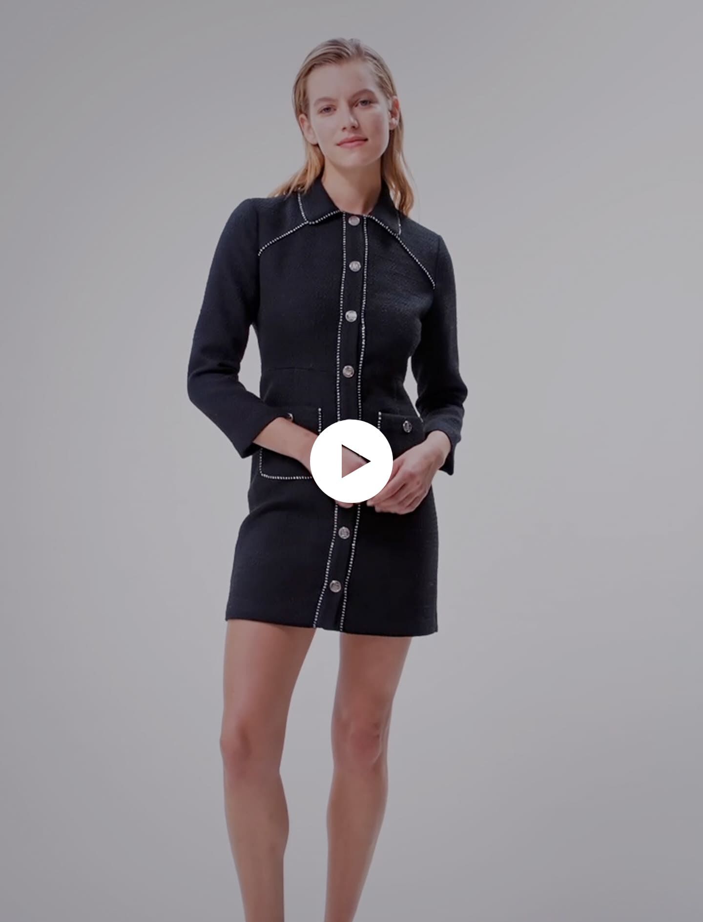 Rochie scurtă din tweed - Negru