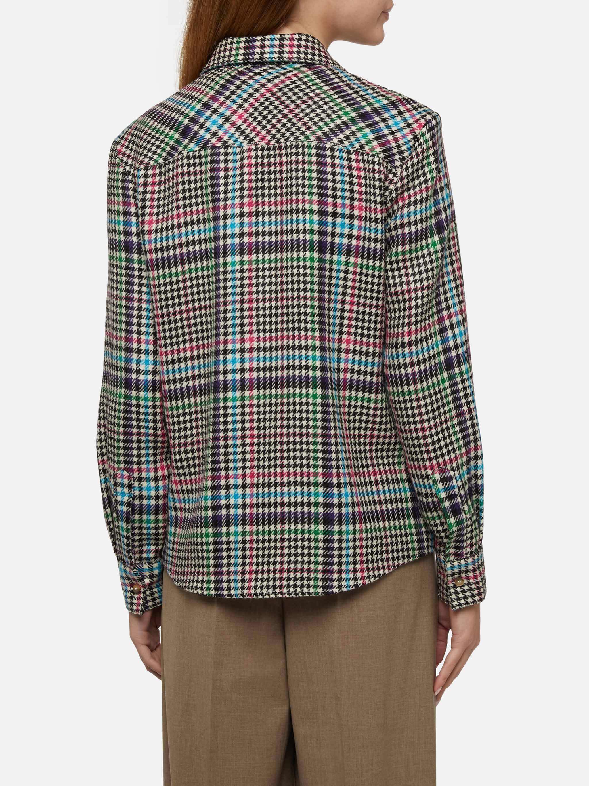 Camisa de lana de ciervo con estampado Príncipe de Gales